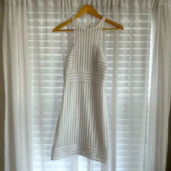 Lilly Pulitzer Rae Shift Dress Resort White Crochet Knit Stripe